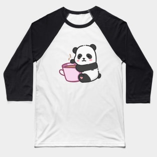 Panda bear hugging a cup of coffee Baseball T-Shirt